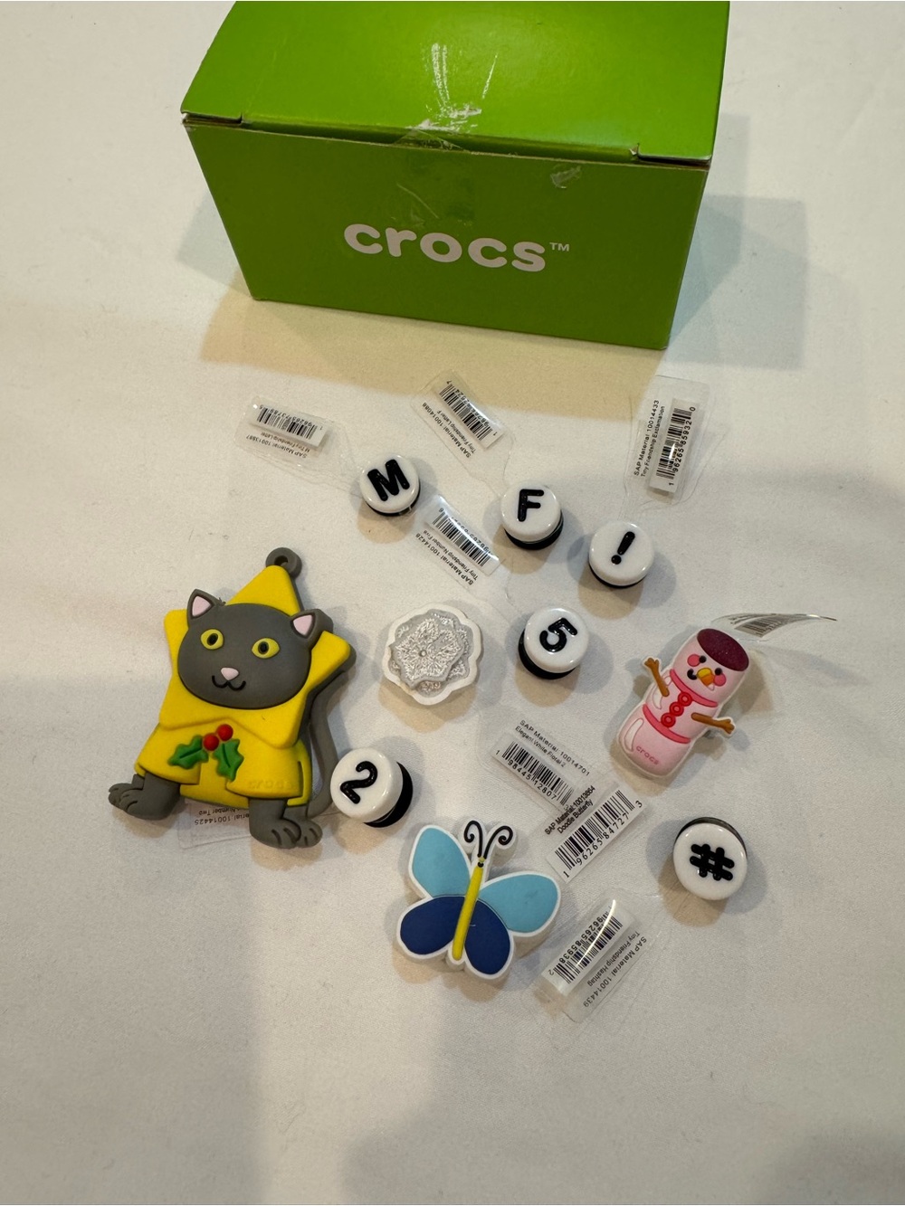 CROCS Pink Snowman Jibbitz Charm with Red Buttons and Purple Hat